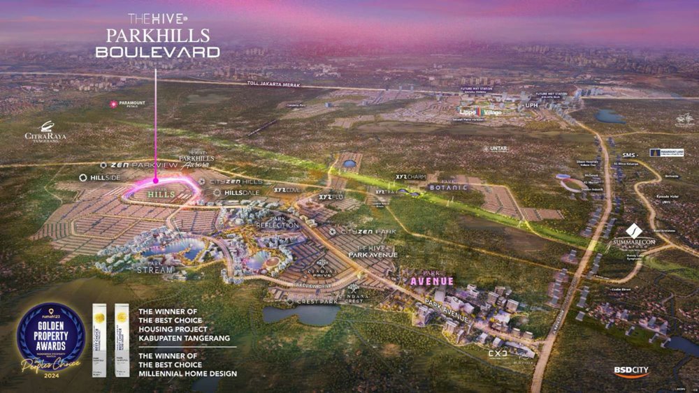 masterplan Ruko the hive parkhills boulevard park serpong
